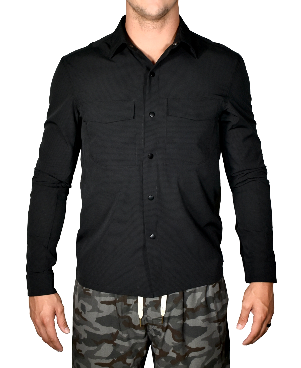 Men's Lightweight Metal Vent Performance Shirt Jacket - Black