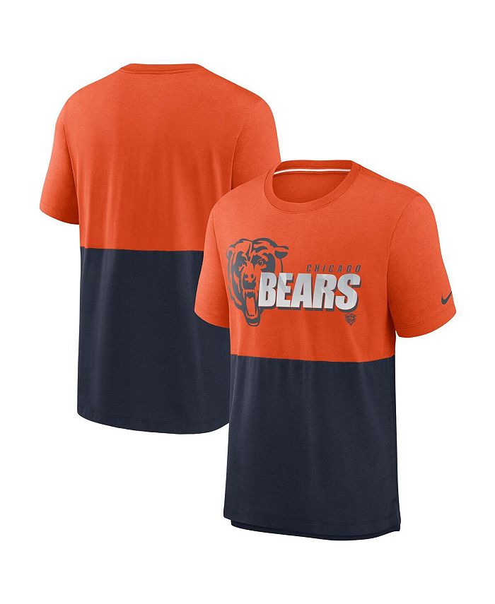 Nike Men's Orange, Navy Chicago Bears Fan Gear Colorblock TriBlend T