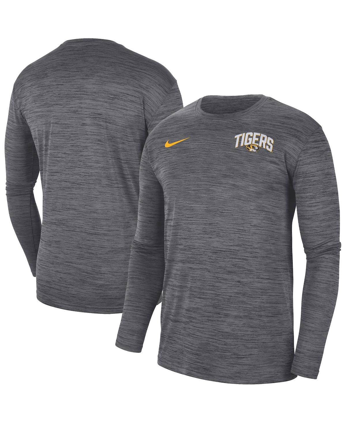 Men's Nike Charcoal Missouri Tigers 2022 Sideline Game Day Velocity Performance Long Sleeve T-shirt