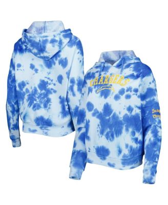 Women's Powder Blue Los Angeles Chargers Cloud Dye Fleece Pullover Hoodie