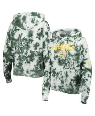 Women's Green Green Bay Packers Cloud Dye Fleece Pullover Hoodie