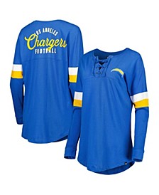 Women's Powder Blue Los Angeles Chargers Athletic Varsity Lace-Up Long Sleeve T-shirt