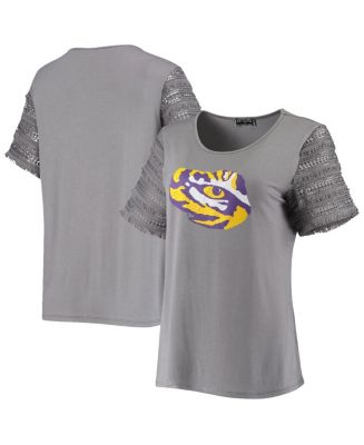 Women's Gray LSU Tigers Fringe Benefits Bell Sleeve T-shirt - Macy's