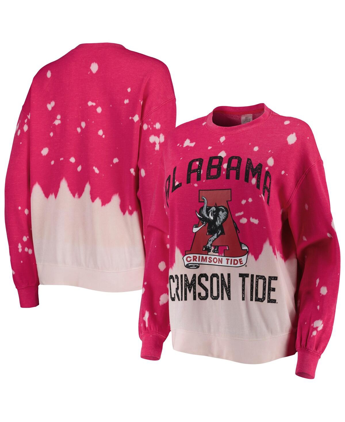 Gameday Couture Women's  Crimson Alabama Crimson Tide Twice As Nice Faded Dip-dye Pullover Sweatshirt