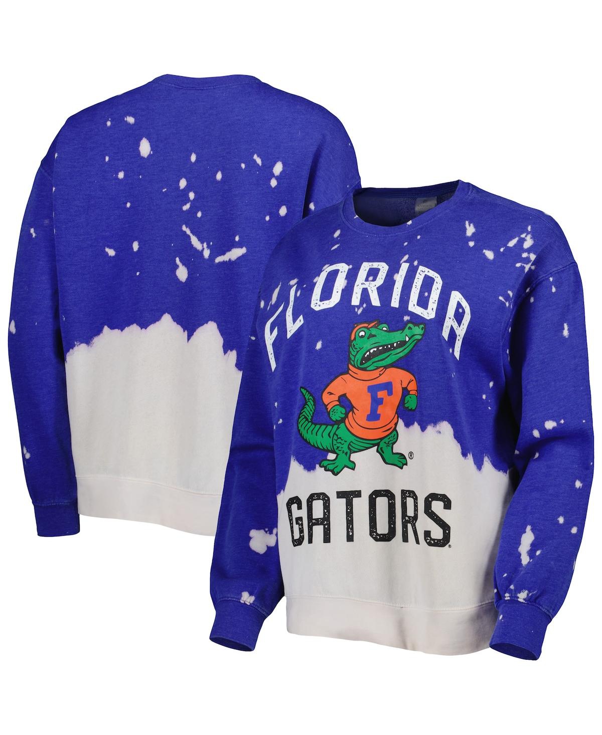 GAMEDAY COUTURE WOMEN'S GAMEDAY COUTURE ROYAL FLORIDA GATORS TWICE AS NICE FADED DIP-DYE PULLOVER SWEATSHIRT 