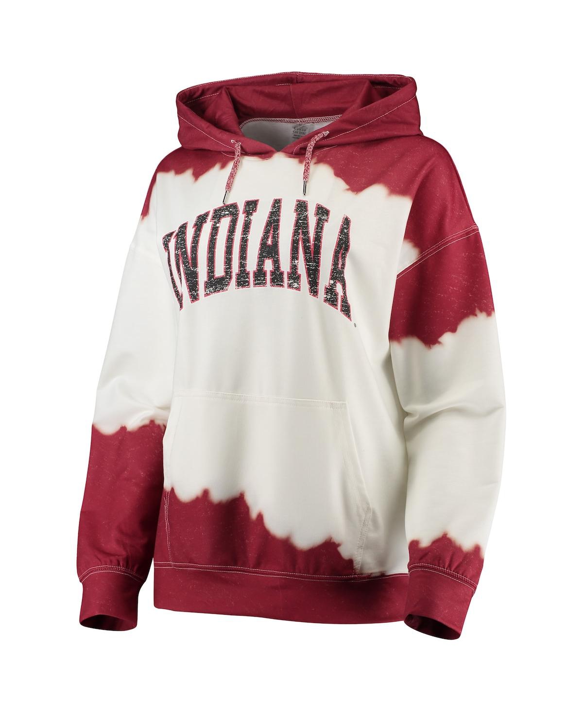 Shop Gameday Couture Women's  White, Crimson Indiana Hoosiers For The Fun Double Dip-dyed Pullover Hoodie In White,crimson