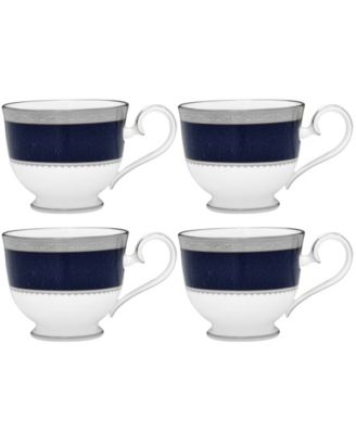 Noritake Odessa Cobalt Platinum Dinnerware Collection In White