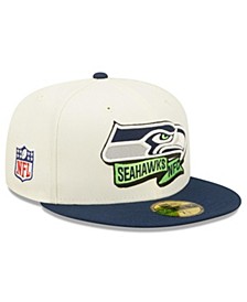 Men's Cream, College Navy Seattle Seahawks 2022 Sideline 59FIFTY Fitted Hat