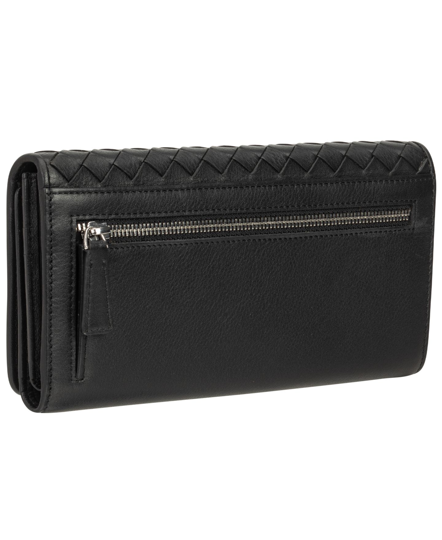 Женский кошелёк Mancini Basket Weave с RFID-защитой, тройное сложение, цвет: Чёрный — фото 3