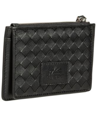 Women's Basket Weave Collection RFID Secure Card Case and Coin Pocket