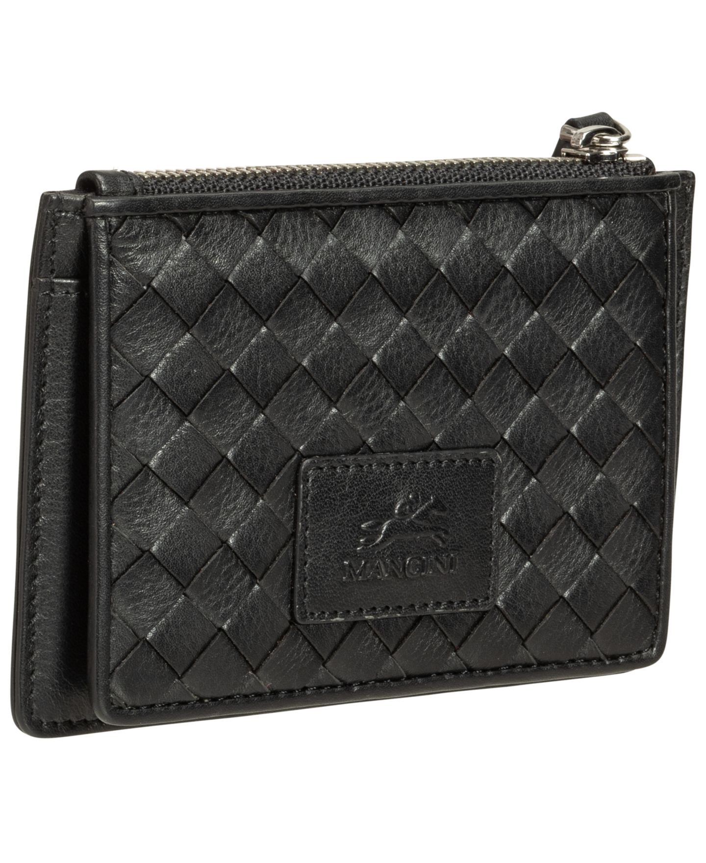 Женская картхолдер-монетница Mancini Basket Weave с RFID-защитой, цвет: Чёрный — фото 2