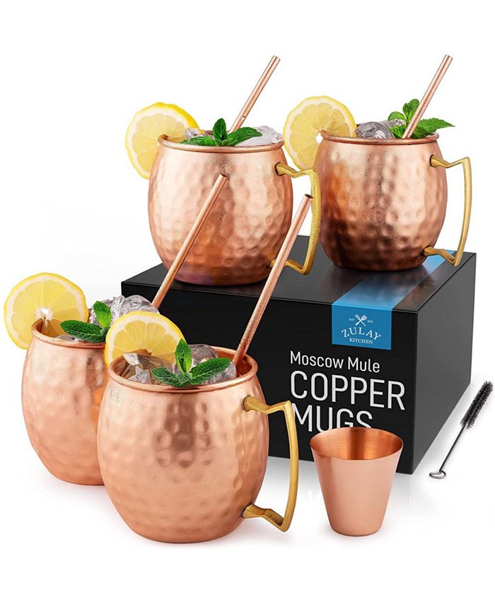Beer ORGA ECO-FRIENDLY Moscow Mule Copper 100% Copper Mug Set of 2 Solid Copper Cups 2 Straws Pieces for Spicy Ginger Beer Copper Mug Party Mug bar 