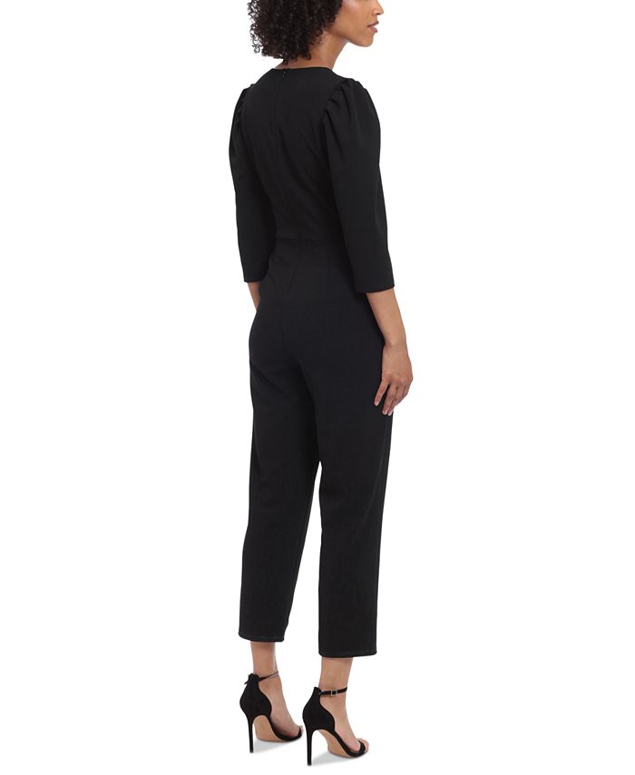 Donna Morgan Women's Square Neck Sleeveless Cropped Jumpsuit - Crepe Wide Leg Romper For Events - View #3