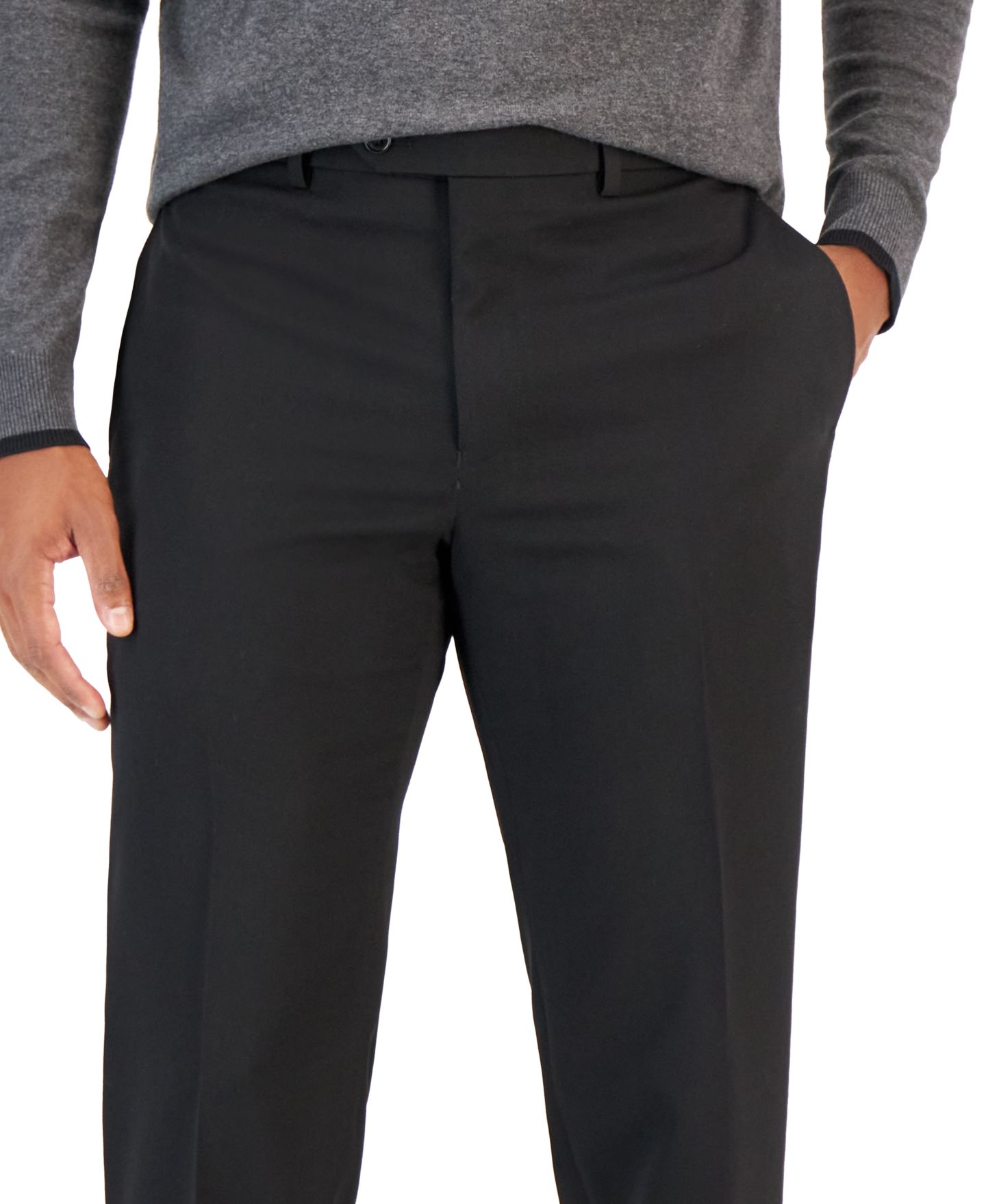 Мужской однотонный приталенный костюм-двойка Van Heusen Flex, цвет: Глубокий чёрный — фото 10