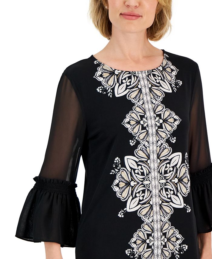 Sheer Sleeve Floral Dot Tunic main image 1