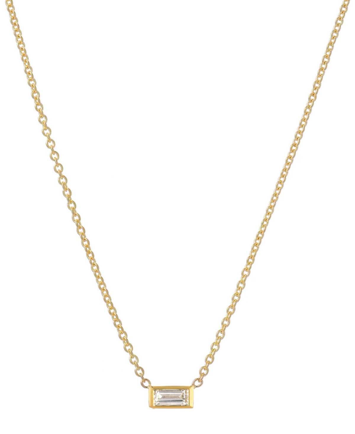 Diamond Baguette Pendant Necklace (1/10 ct. t.w.) in 14k Gold, 16" + 2" extender - Gold