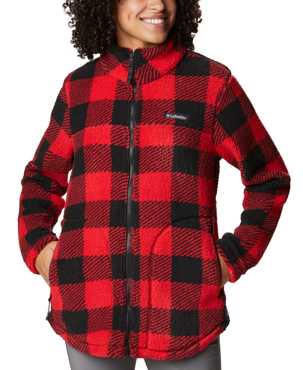 Columbia Women's West Bend Full Zip Fleece Jacket In Red Lily Check Print