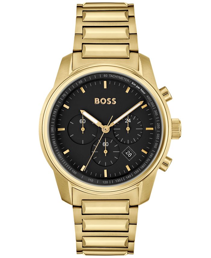 BOSS Men's Trace Ionic Thin Gold-Tone 1 Steel Bracelet Watch, 44mm - Macy's