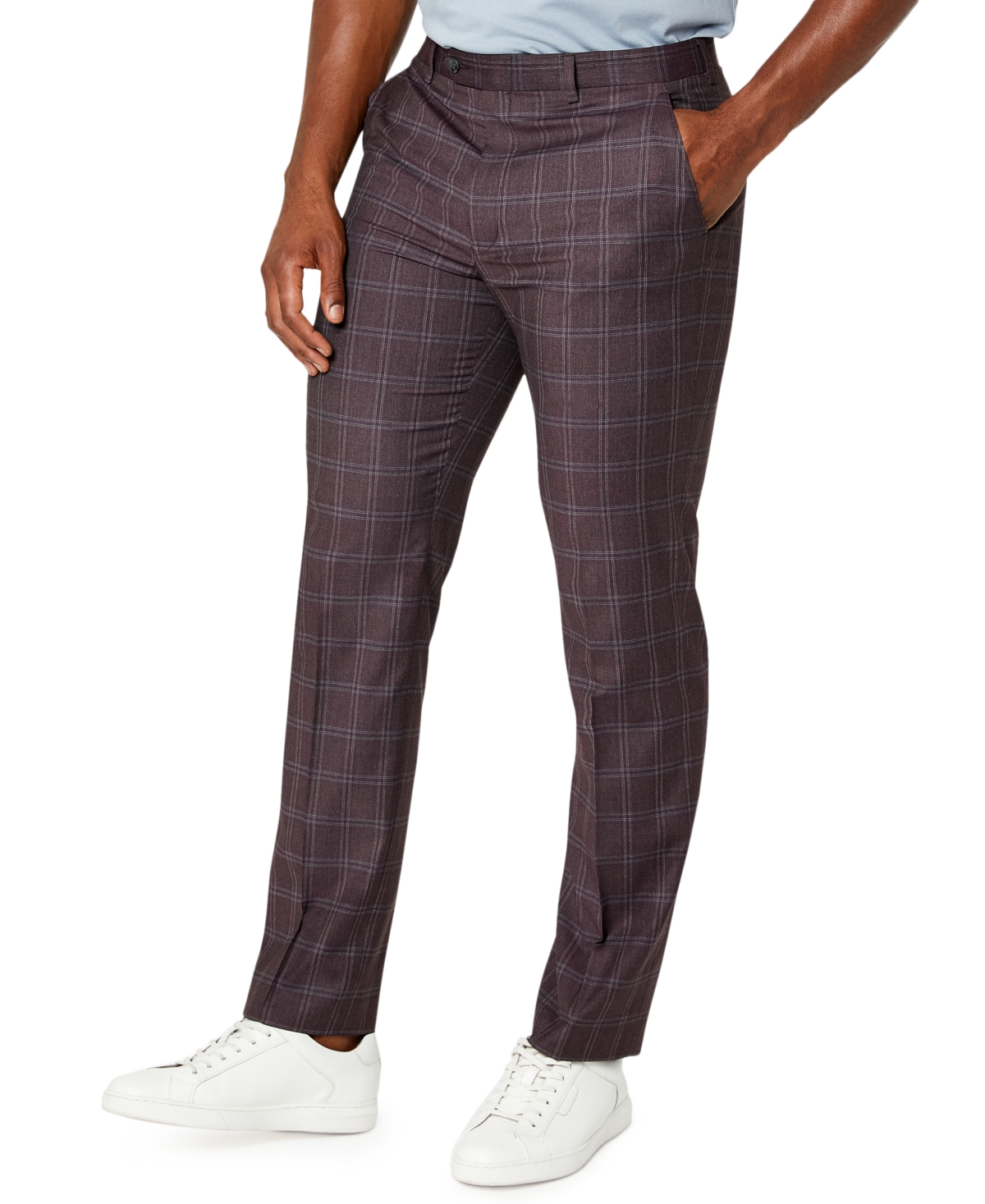 Sean John Mens Formal Plaid Dress Pants In Grey | ModeSens
