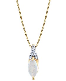 Opal (1/3 ct. t.w.) & Diamond Accent 18" Pendant Necklace in 14k Gold