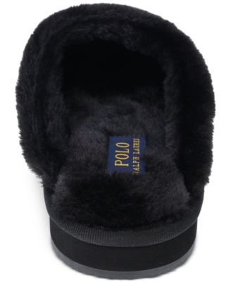 特価 !! Polo Ralph Lauren Faux-Fur-Lined Slippers Polo Ralph Lauren Women's Faux-Fur-Lined Scuff Slippers Size