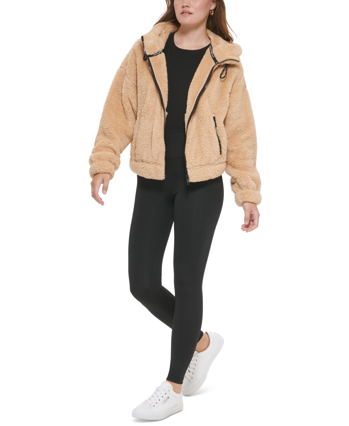 Calvin Klein Performance Hooded Sherpa Jacket In Wheat | ModeSens