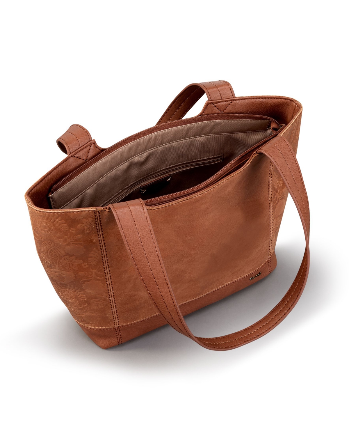 The Sak De Young Leather Tote In Tobacco Floral Emboss