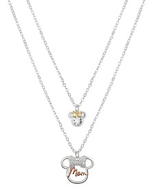 Cubic Zirconia Minnie Mouse "Mom" and Daughter Necklace Set (0.79, 0.06, 0.01 ct. t.w.) in 14K Gold Flash-Plated