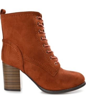 Journee Womens Baylor Medium and Wide Width Lace Up Stacked Heel Booties