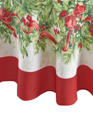 Elrene Holly Traditions Holiday Tablecloth - 60" x 84" oval