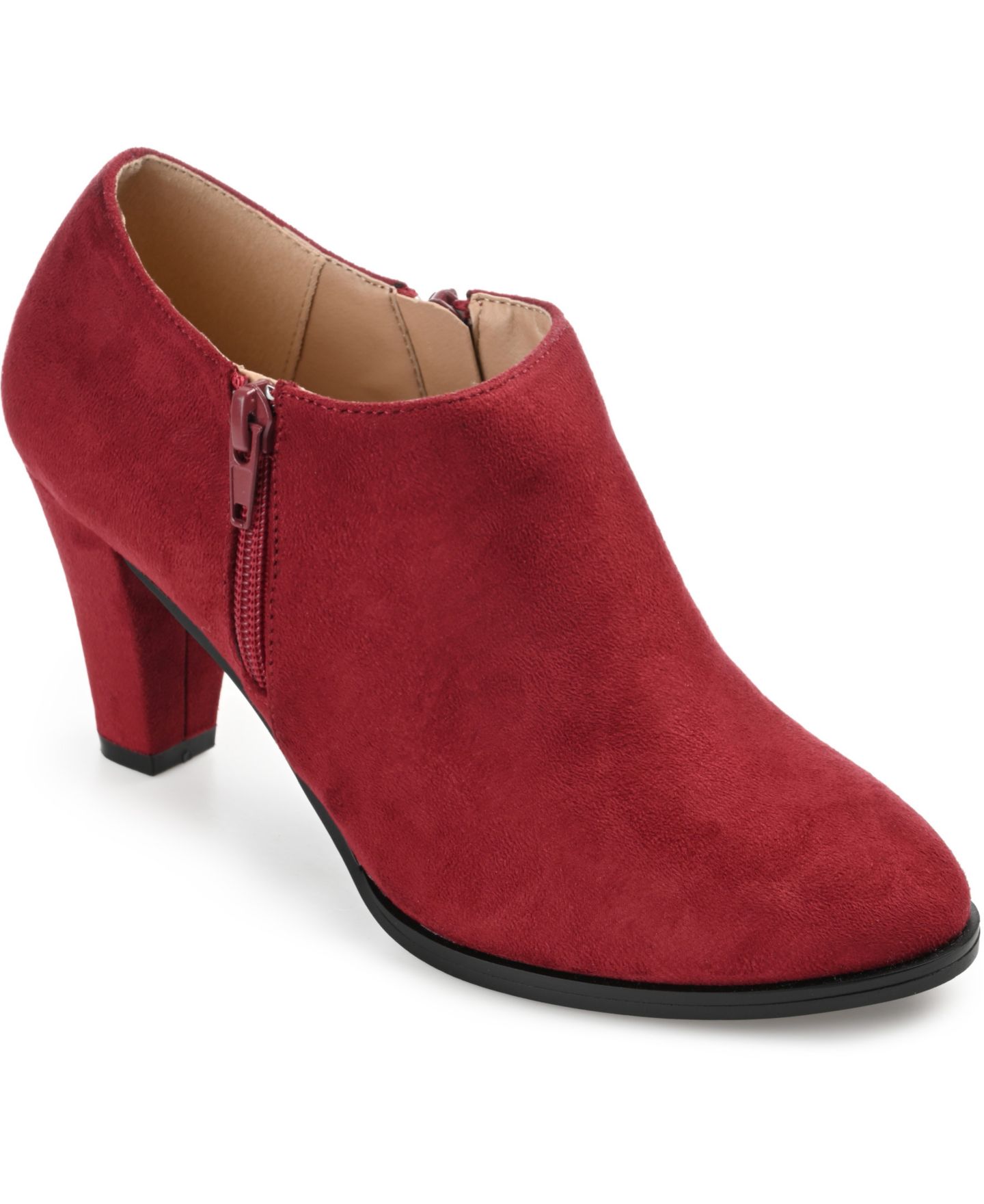 Женские ботинки Journee Collection Sanzi Inside Zip Block Heel Booties, цвет: Винный — фото 1