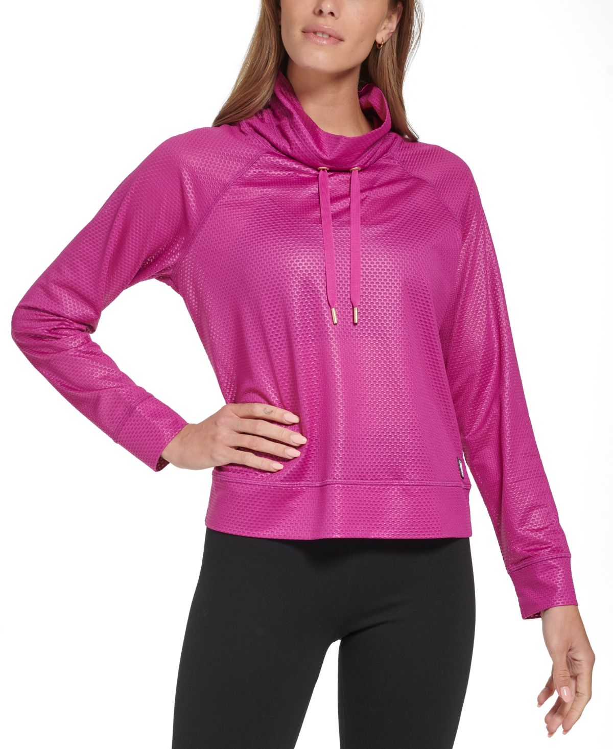  Dkny Sport Women's Honeycomb Mesh Funnel-Neck Sweatshirt