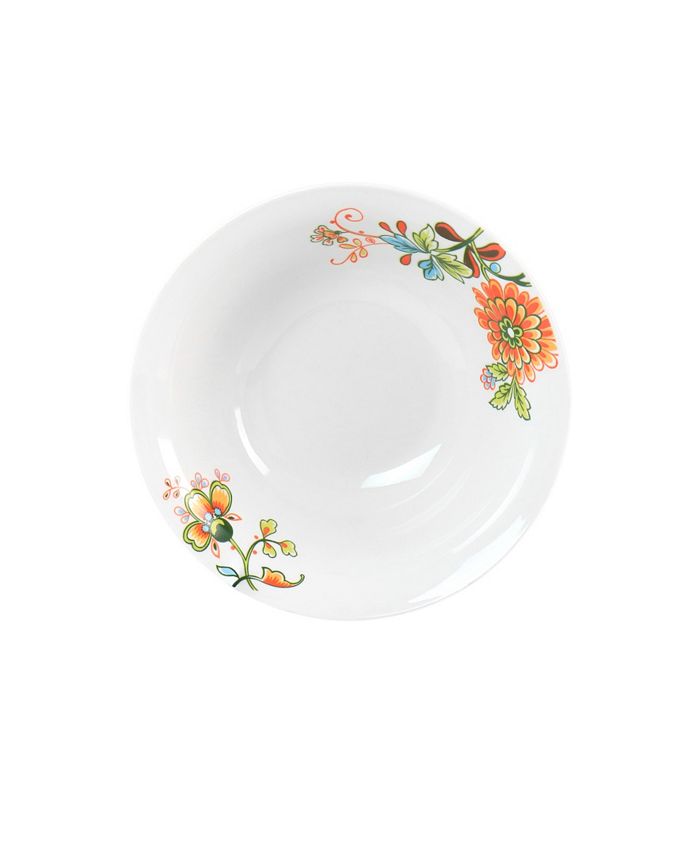 Elama Floral Zoe 16 Piece Round Porcelain Dinnerware Set, Service for 4
