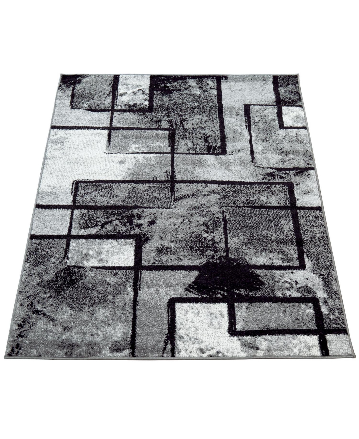 area rug mondial abstract design grey black - 63" x 91"