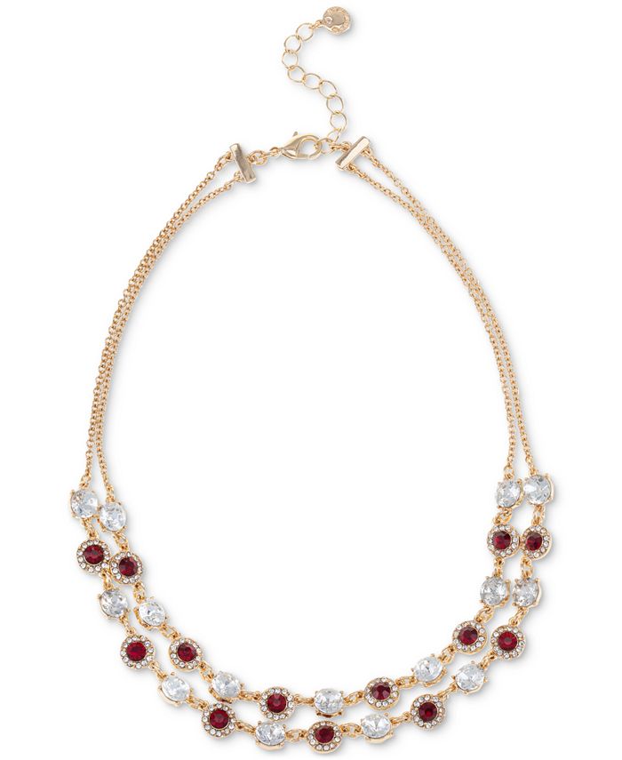 Charter Club GoldTone Crystal & Color Stone Halo Layered Collar