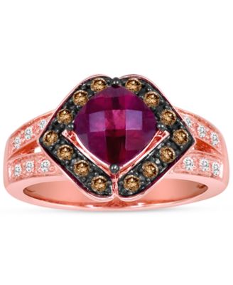 Le Vian - Raspberry Rhodolite (1-7/8 ct. t.w.) & Diamond (1/3 ct. t.w.) Halo Ring in 14k Rose Gold