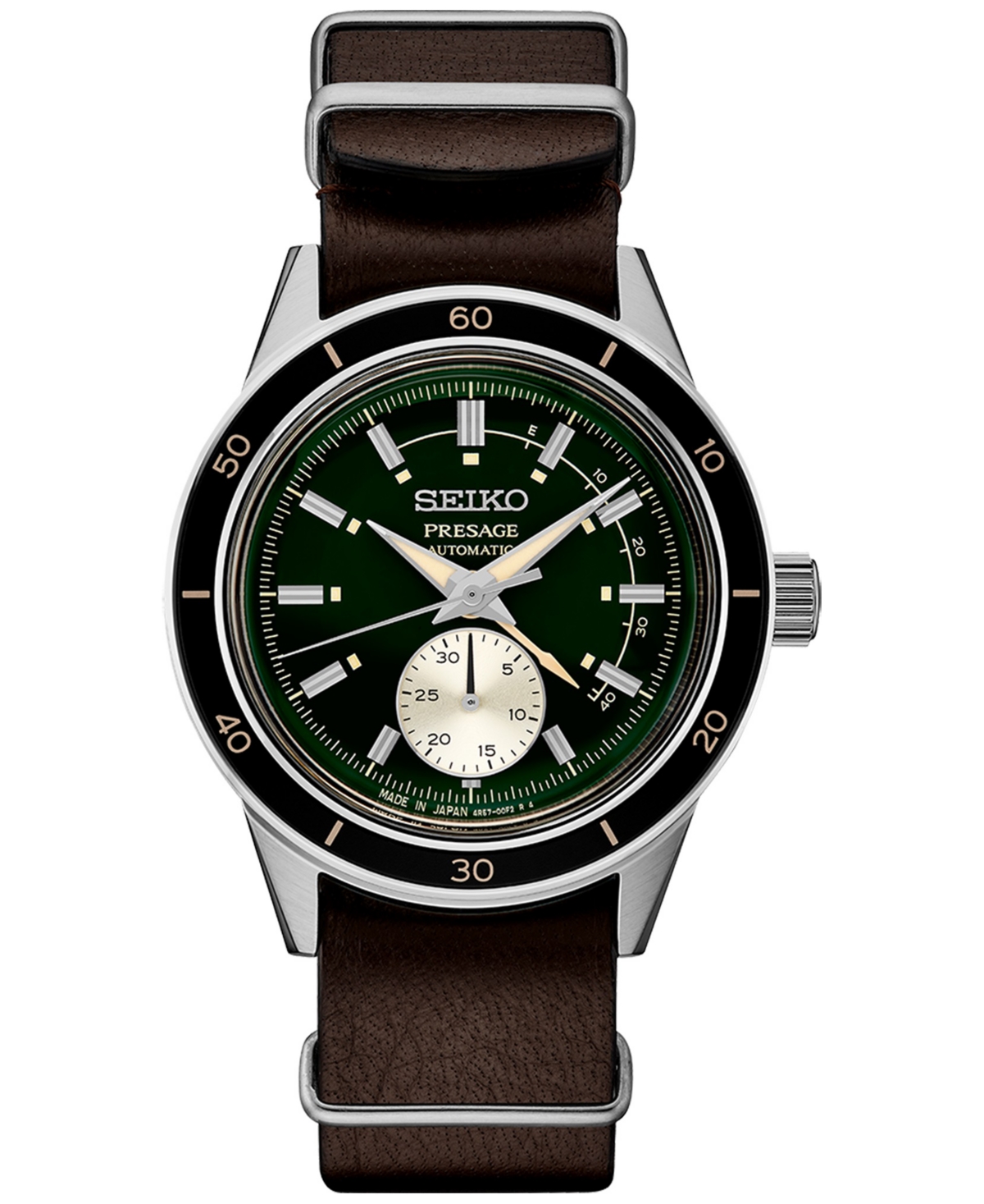 Men's Automatic Presage Brown Leather Strap Watch 41mm - Green