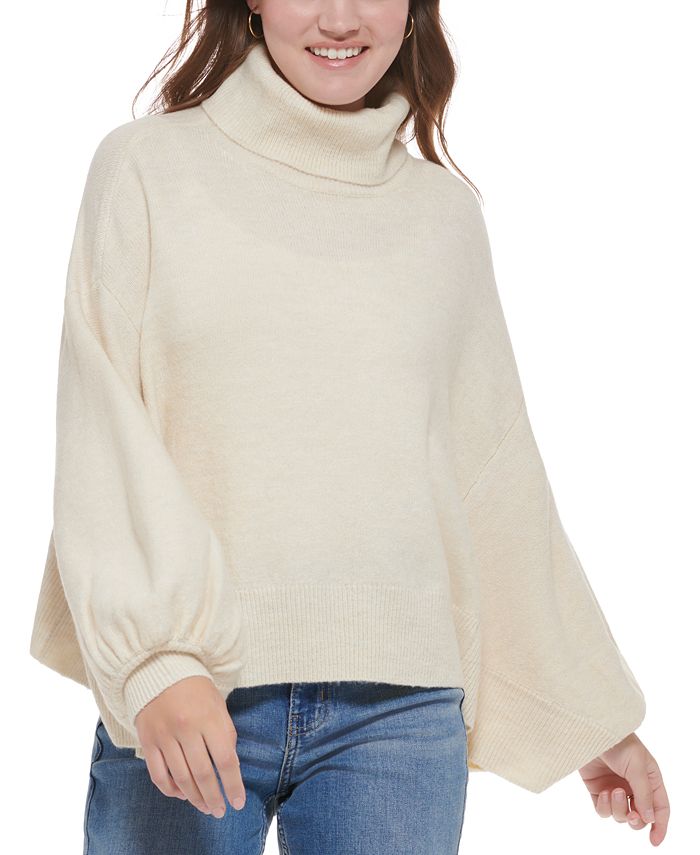 Calvin Klein Jeans Women's Bubble-Sleeve Turtleneck Sweater & Reviews -  Sweaters - Juniors - Macy's