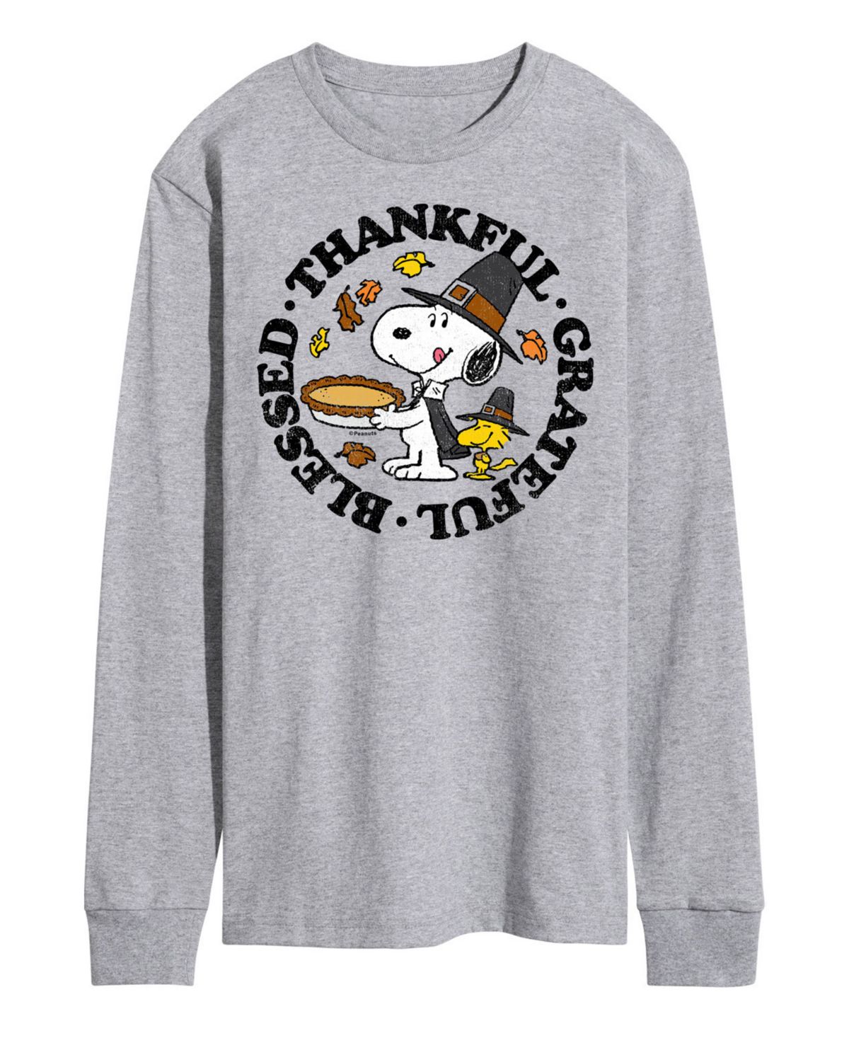 Мужская футболка с длинным рукавом Peanuts Thankful Благодарная благословенная
