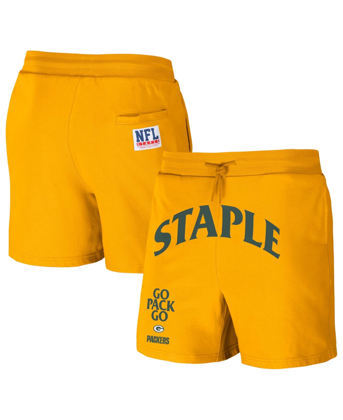 Nfl Properties Men's Nfl X Staple Yellow Green Bay Packers New Age Throwback Vintage-like Wash Fleece Short