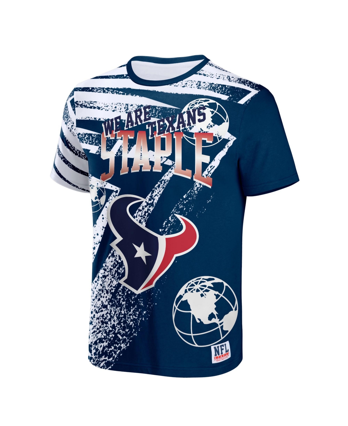 Shop Nfl Properties Men's Nfl X Staple Navy Houston Texans Team Slogan All Over Print Short Sleeve T-shirt