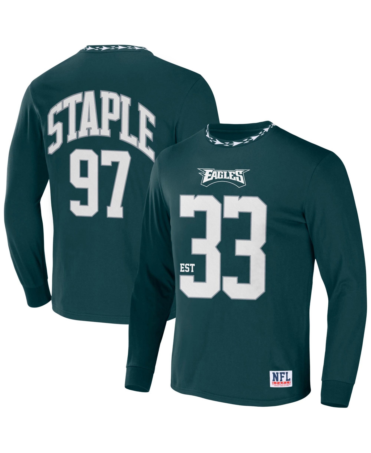 Shop Nfl Properties Men's Nfl X Staple Green Philadelphia Eagles Core Long Sleeve Jersey Style T-shirt