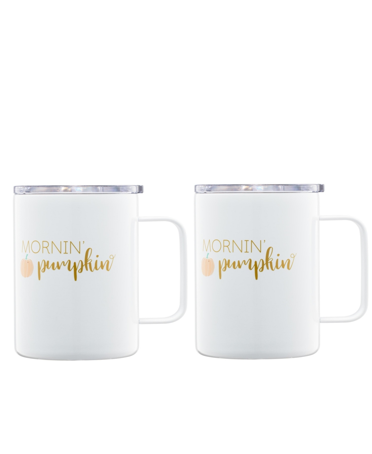 Cambridge Mornin' Pumpkin Insulated Coffee Mugs, Set Of 2 In White