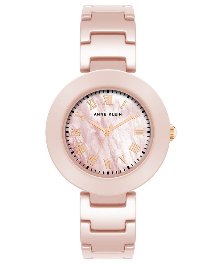 Anne Klein Women s Three Hand Quartz Pink Ceramic Bracelet Watch