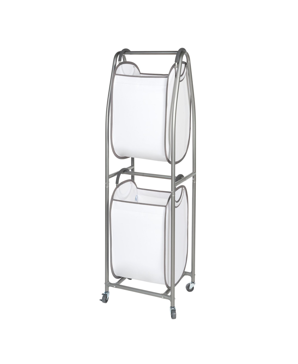 2-Tier Rolling Vertical Laundry Sorter - Monstera Leaf Charcoal
