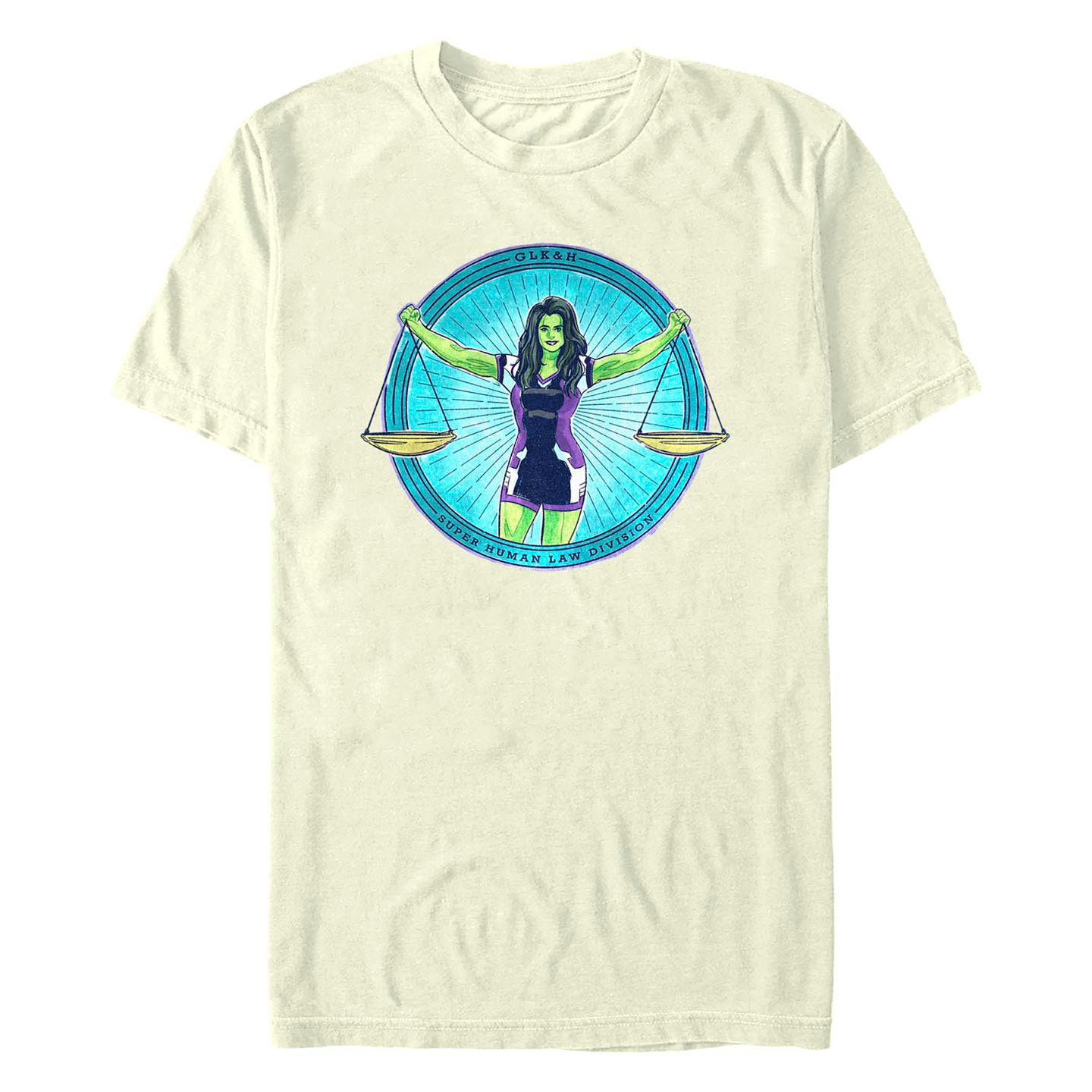 Мужская футболка Fifth Sun She Hulk Super Human Law Division Badge Short Sleeve, цвет: Натуральный — фото 1