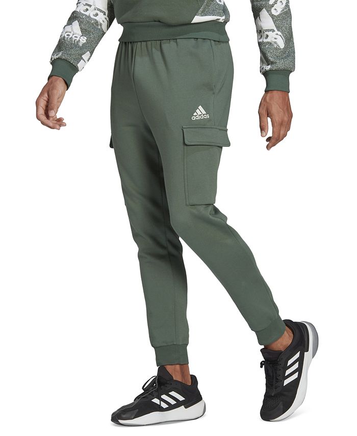 essentials fleece regular tapered cargo joggers