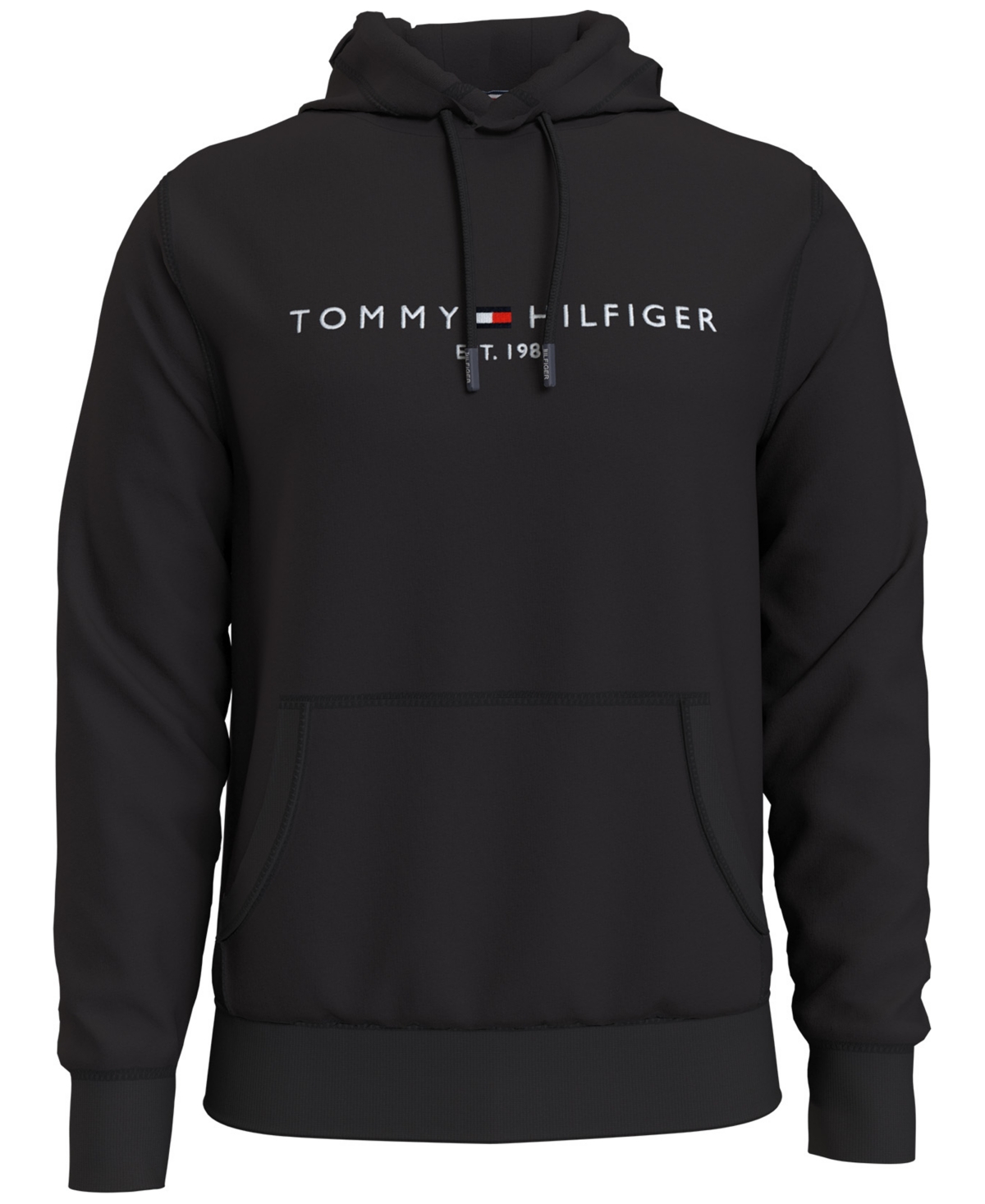 Tommy Hilfiger Men's Embroidered Logo Hoodie In Jet Black