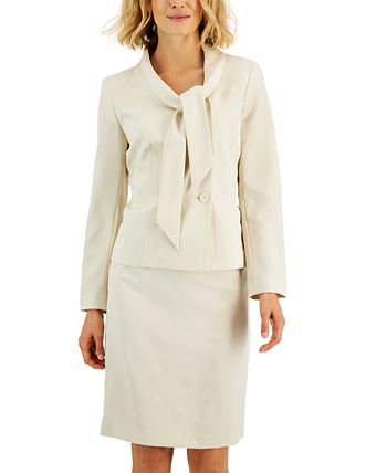 Le Suit Crepe Tie-Collar Jacket & Pencil Skirt, Regular and Petite ...