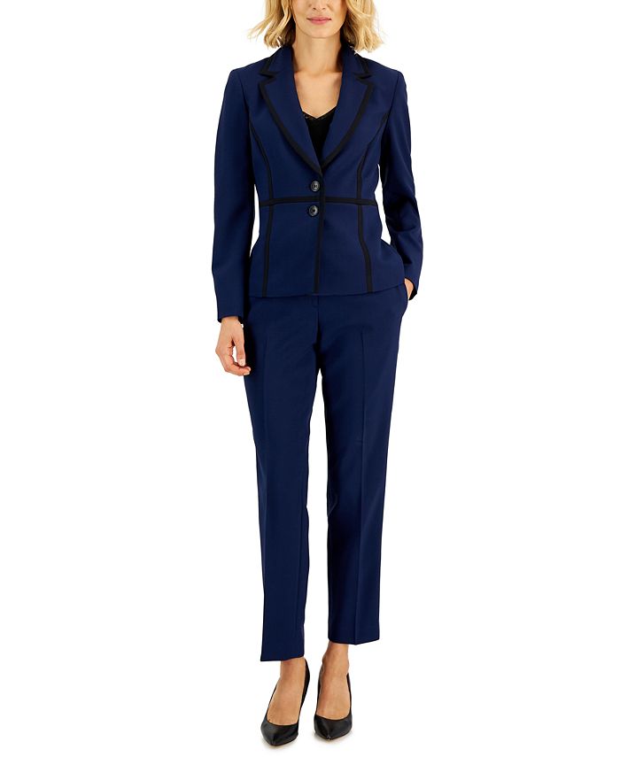 Le Suit Crepe Two-Button Framed Jacket & Slim Pants, Regular and Petite ...